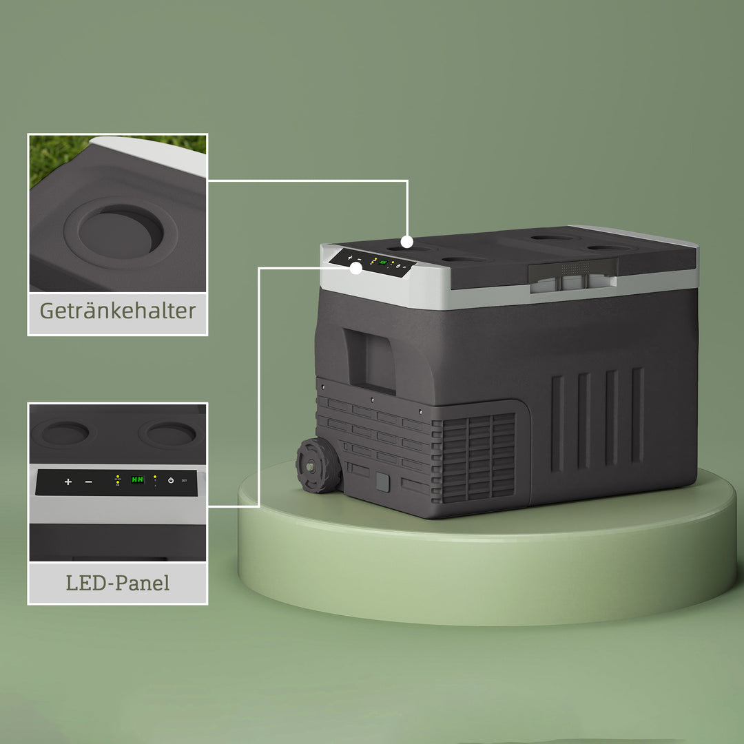 30 liters kompressorkøleboks, elektrisk køleboks med LED, ECO-tilstand, tilslutning, kølefunktion, sort