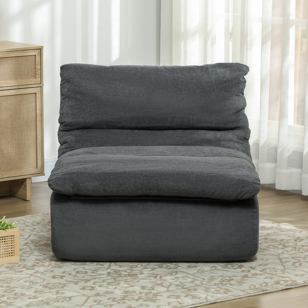 Skum gulvstol, lænestol, loungestol til stue, soveværelse, grå