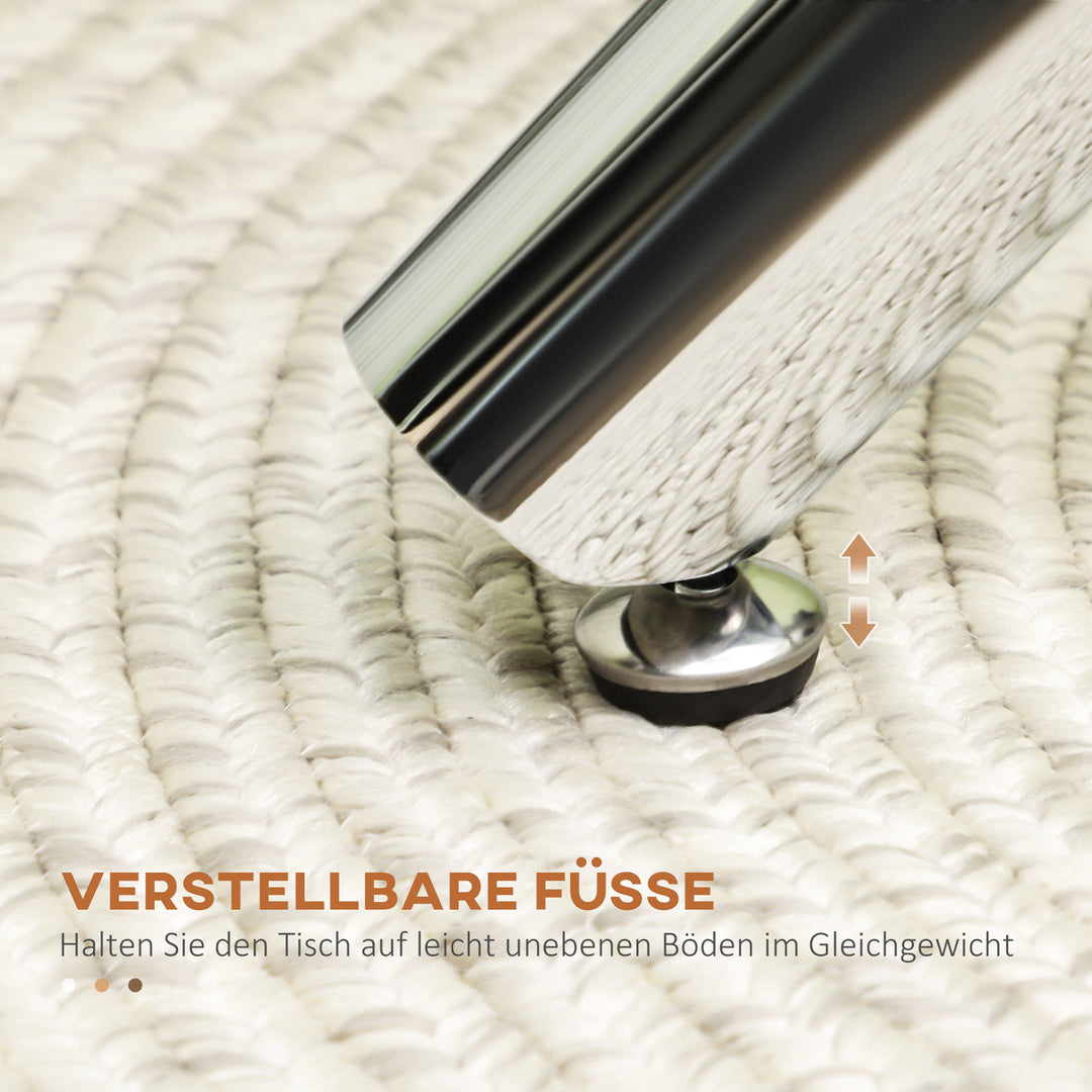 Spisebord, rund hærdet glasplade, kantløs design, til 2-4 personer, stålben, 80 x 80 x 74 cm