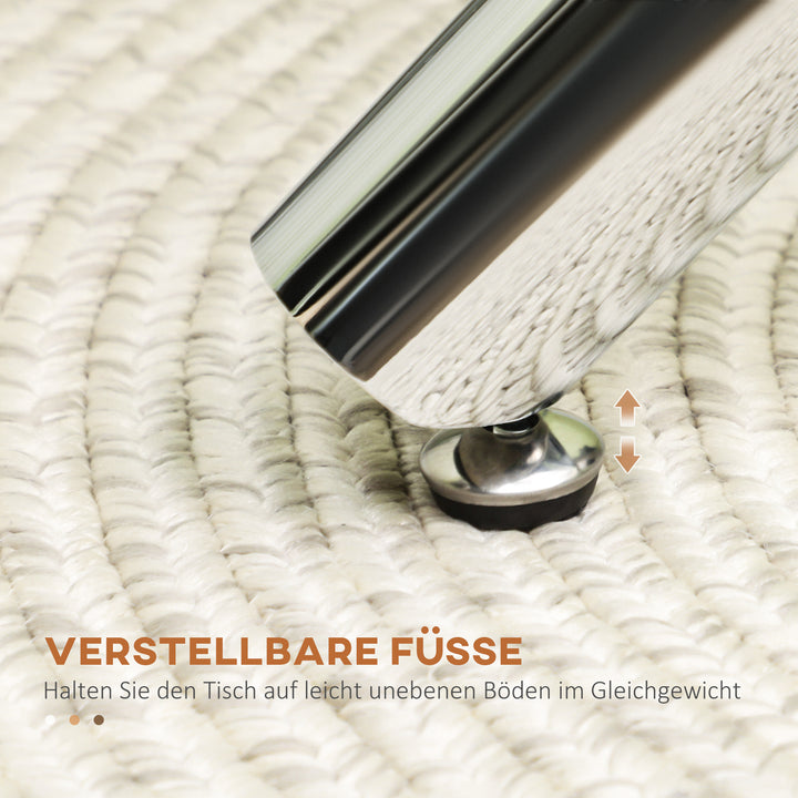 Spisebord, rund hærdet glasplade, kantløs design, til 2-4 personer, stålben, 80 x 80 x 74 cm