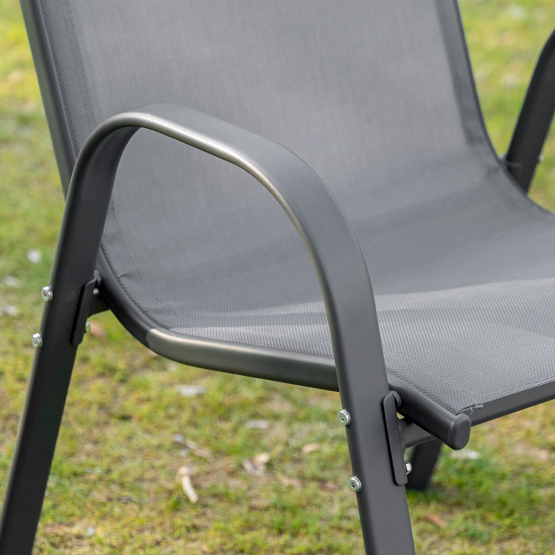 Havestol sæt med 2 vejrbestandige havestole stabelbar stol med armlæn stabelbar ryglæn terrassestol bæreevne op til 120 kg havemøbler til baghave, have, balkon grå