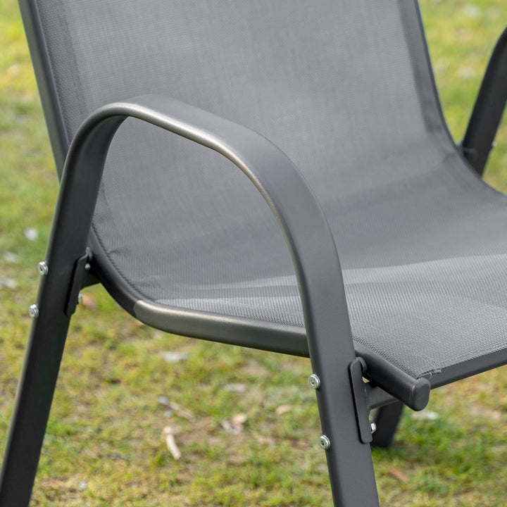 Havestol sæt med 2 vejrbestandige havestole stabelbar stol med armlæn stabelbar ryglæn terrassestol bæreevne op til 120 kg havemøbler til baghave, have, balkon grå