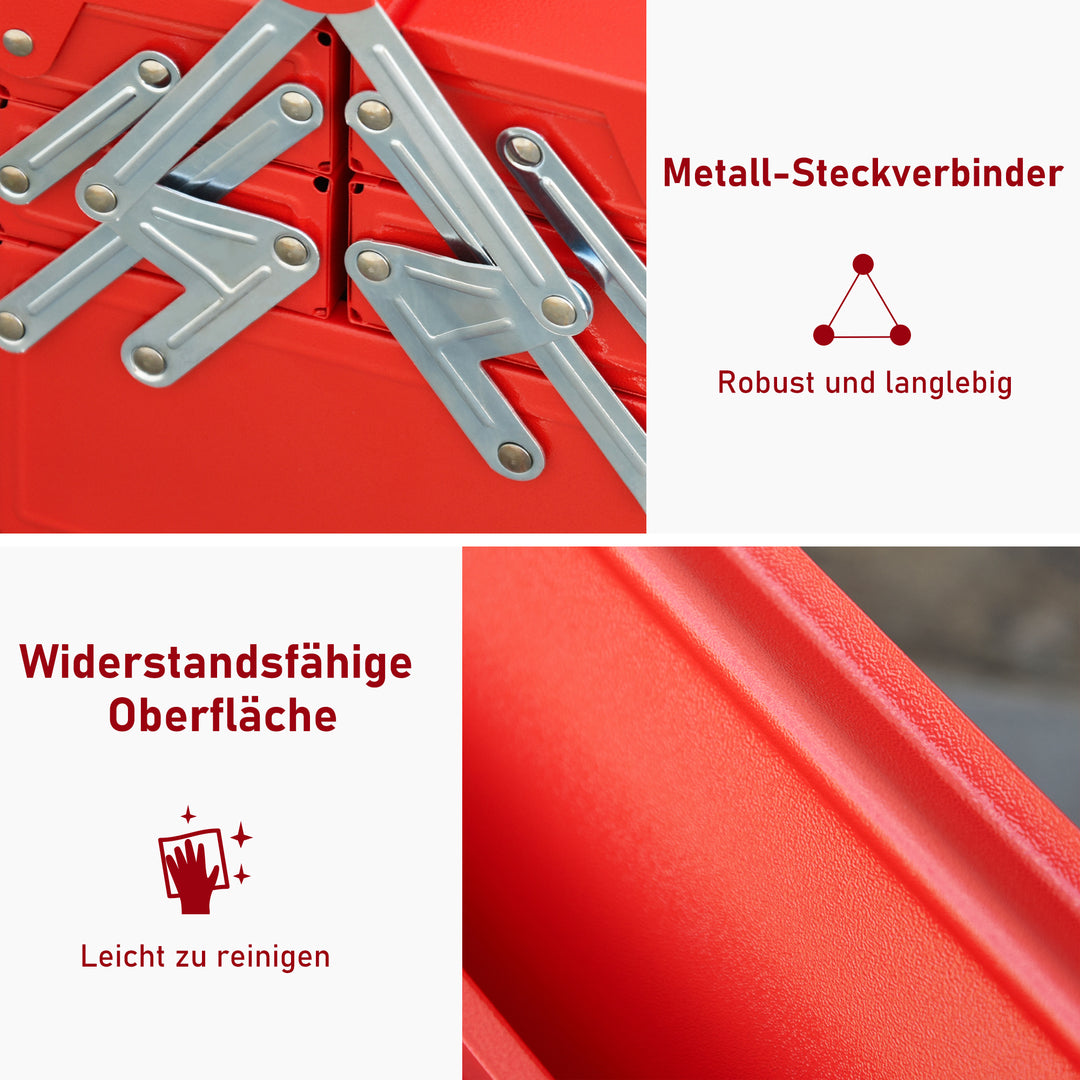 Værktøjskuffert værktøjskasse 5 rum foldbar stål (spcc) rød 56 x 20 x 41 cm