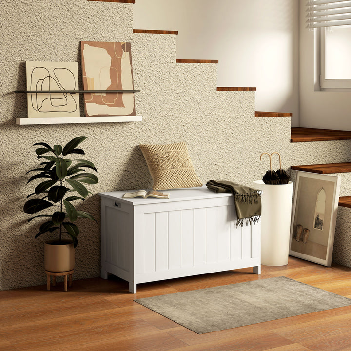 Opbevaringskasse legetøjskiste, mdf, 2 håndtag, 81 x 40 x 46 cm, hvid