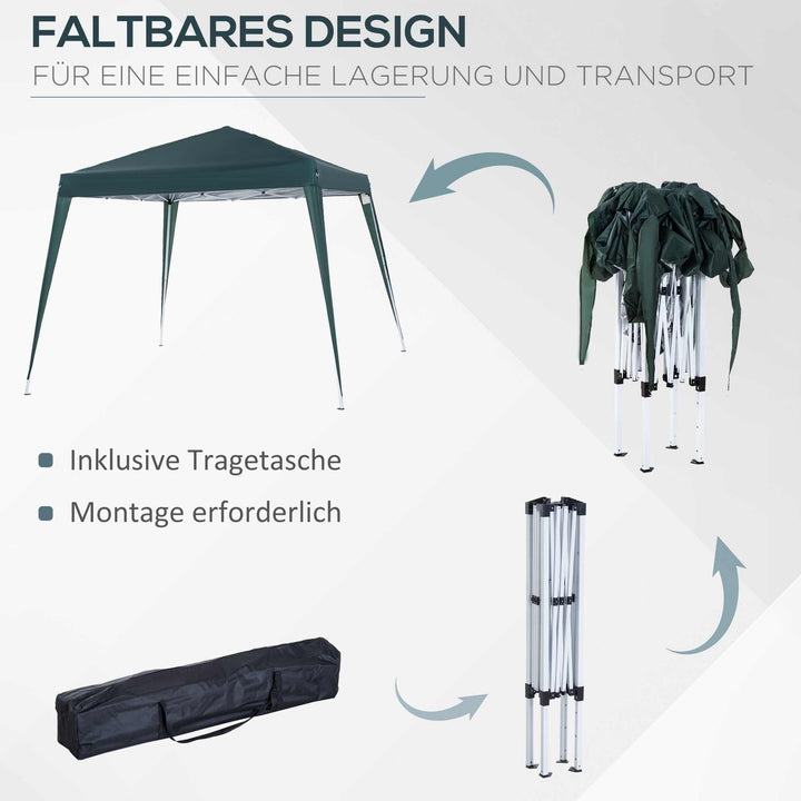Foldbart pavillontelt 2,4x2,4m pavillontelt med uv-beskyttelse, festtelt inklusive bæretaske til have, balkon, stålgrøn