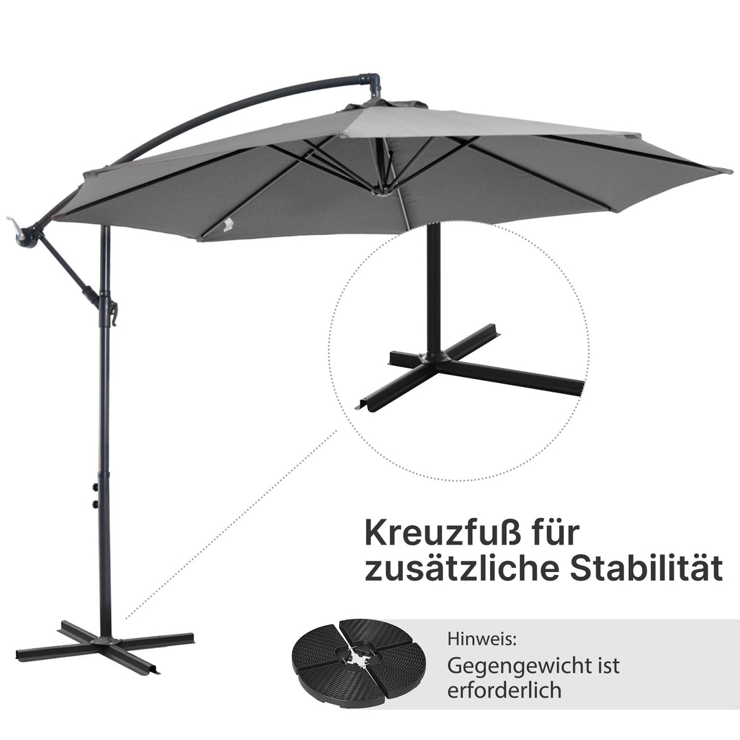 Parasol med håndsving vejrbestandig 2,95 m x 2,95 m x 2,45 m polyester stål sort