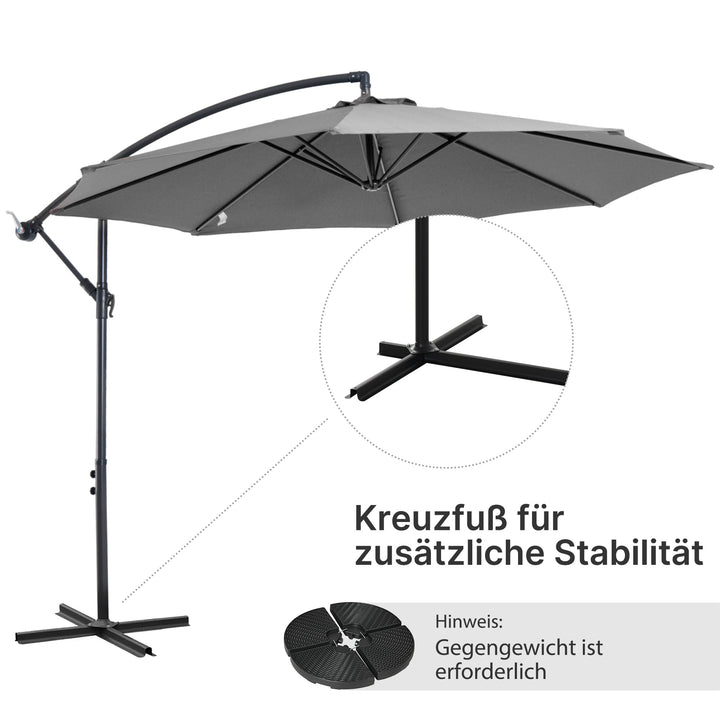 Parasol med håndsving vejrbestandig 2,95 m x 2,95 m x 2,45 m polyester stål sort