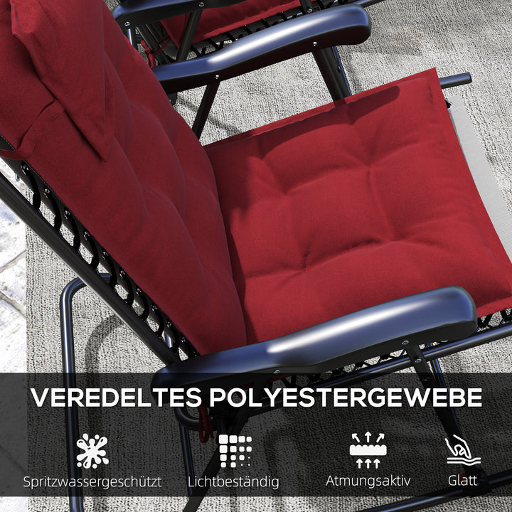 Sæt med 2 hynder til liggestol vandafvisende liggestolhynde til haveliggestolhynde 50x116x5 cm, vinrød