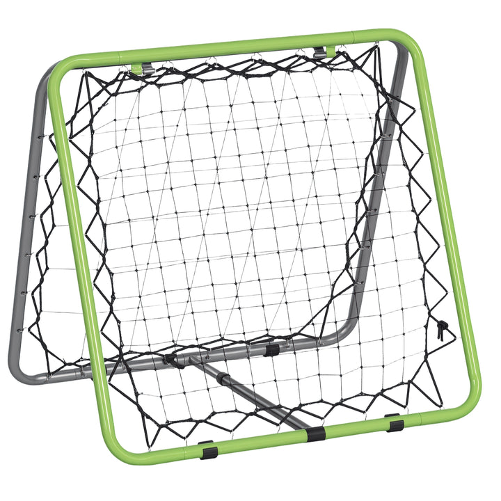 Fodbold-rebounder Kickback-mål Rebound-vægnet til baseball og basketball, dobbeltsidet rebound, justerbar i 5 positioner, metal, grøn og sort, 75 x 75 x 64 cm