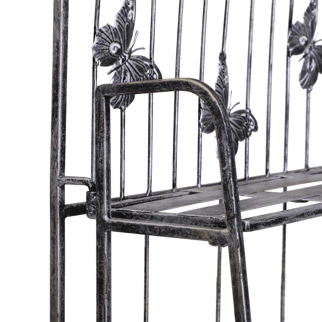 Plantehylde plantestativ blomsterhylde blomsterstativ blomstertrappe havehylde 3 niveauer metal sølvgrå 44 x 25 x 96 cm