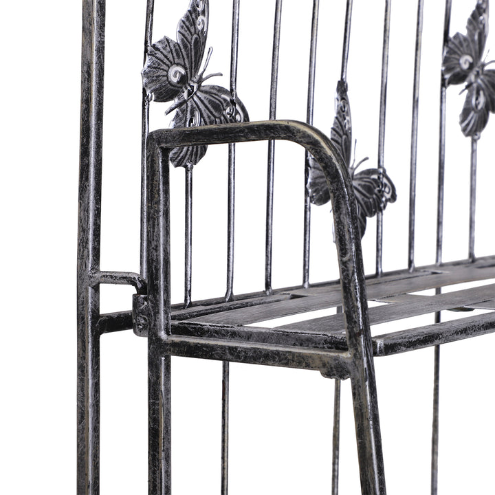 Plantehylde plantestativ blomsterhylde blomsterstativ blomstertrappe havehylde 3 niveauer metal sølvgrå 44 x 25 x 96 cm