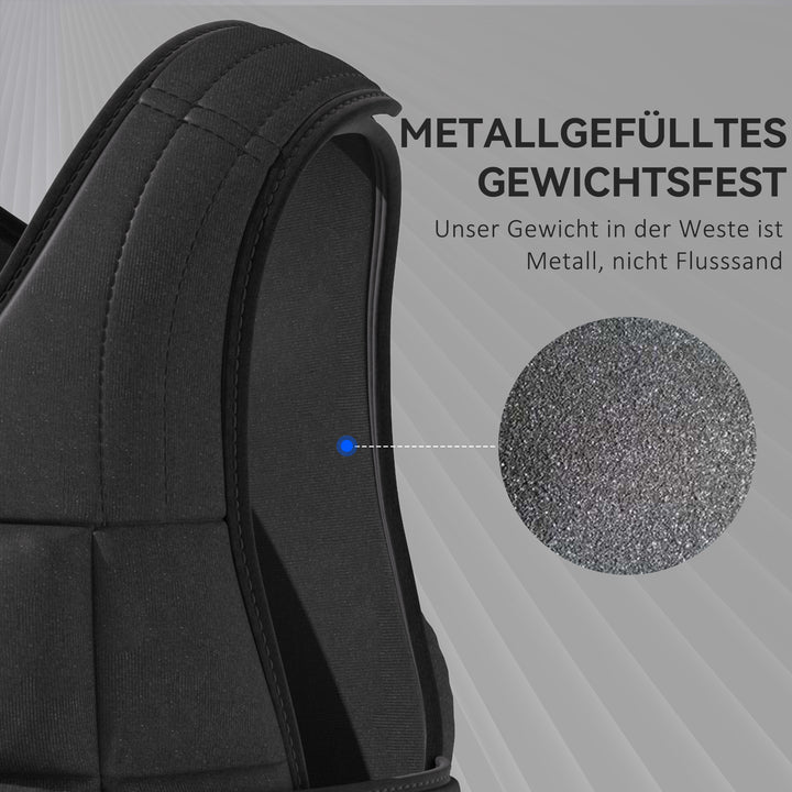 Vægtvest 20 kg justerbar træningsvest med aftagelige vægte, velcrolukninger, løbevest til kvinder og mænd til muskelopbygning, styrketræning, løb, fitness, crosstræning