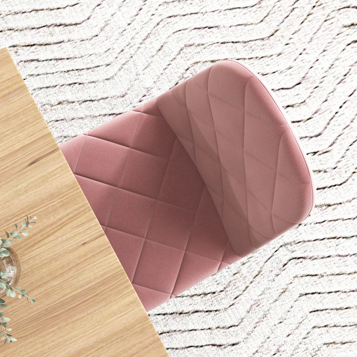 Spisestuestole sæt med 4 køkkenstole med ryglæn, fløjlslook, lænestole 45 x 54 x 87 cm pink