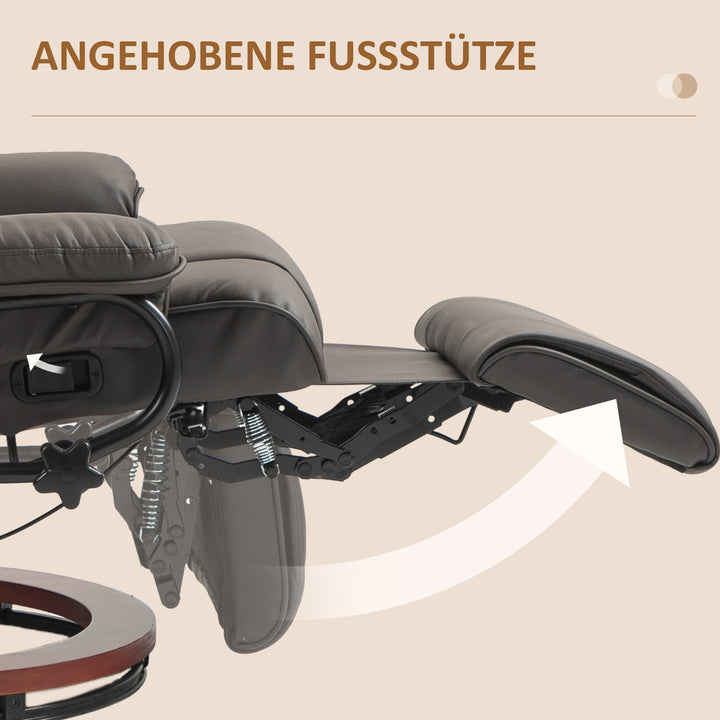 Lænestol med drejefunktion, op til 150 kg, betræk i kunstlæder, stålstel, brun