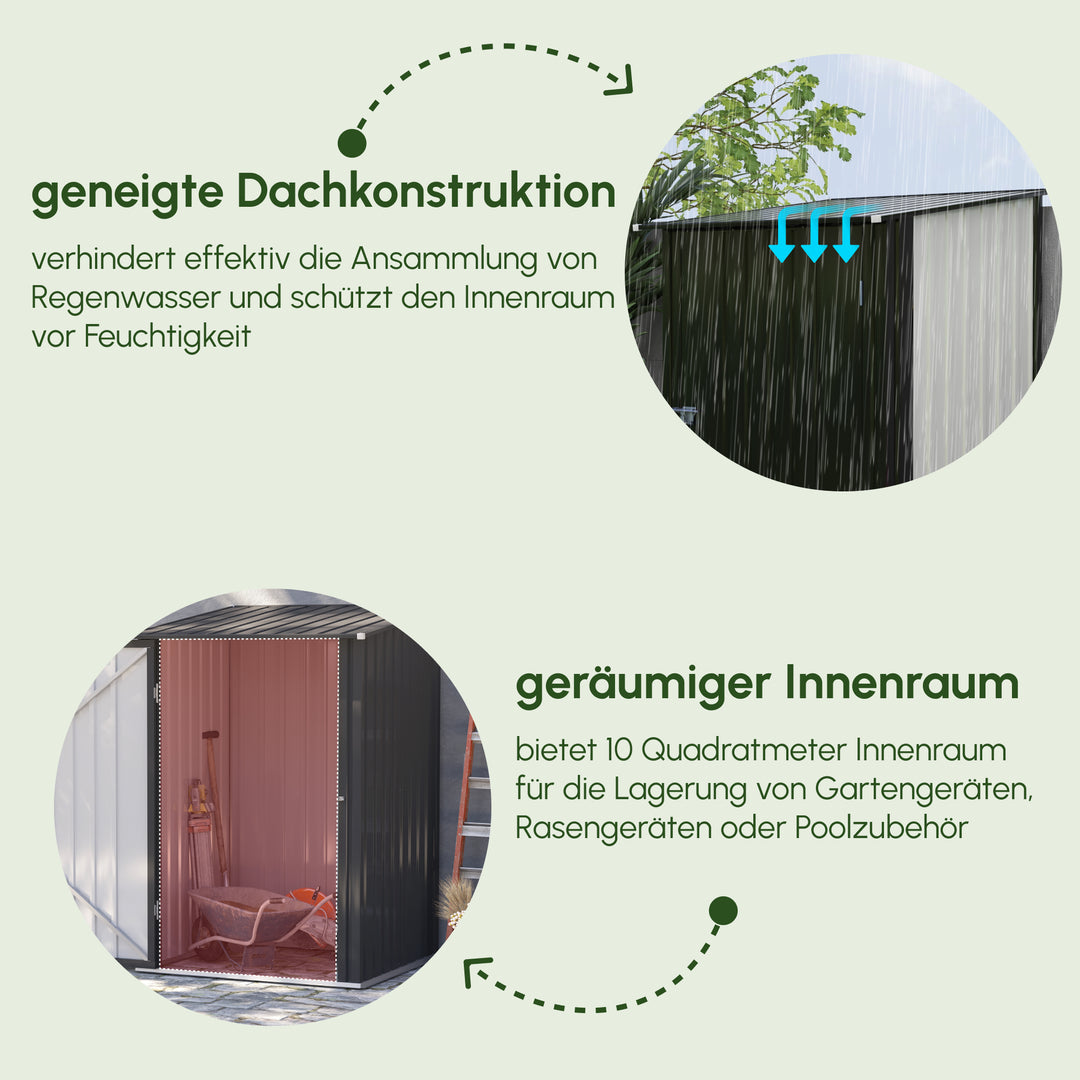 Stålredskabsskur 100 x 103 x 160 cm mørkegrå