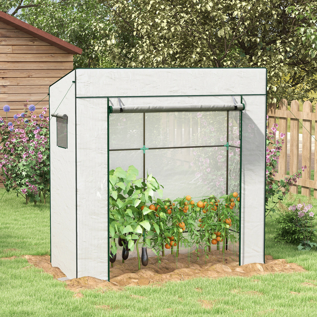 Tomatdrivhus med rulleport og netvindue, 196 x 77 x 197 cm, hvid