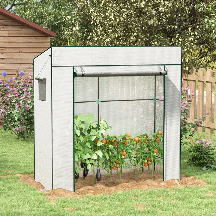 Tomatdrivhus med rulleport og netvindue, 196 x 77 x 197 cm, hvid