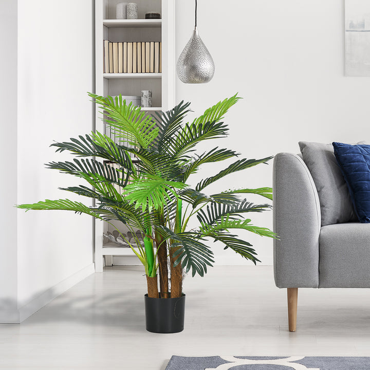 Kunstig palme, 1 m, realistiske grene, dekorativ plante, plastik, med potte, brun+grøn