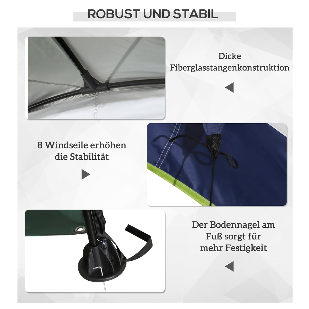 Garden pavilion havetelt marquee partytelt solbeskyttelse vejrbestandig metalstang + polyester cremehvid + blå 4 x 4 x 2,5 m