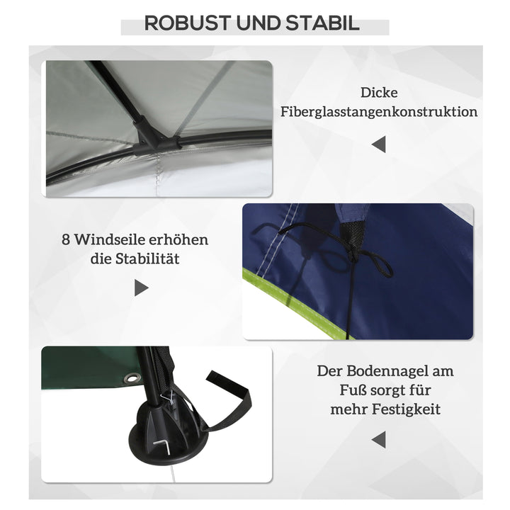 Garden pavilion havetelt marquee partytelt solbeskyttelse vejrbestandig metalstang + polyester cremehvid + blå 4 x 4 x 2,5 m