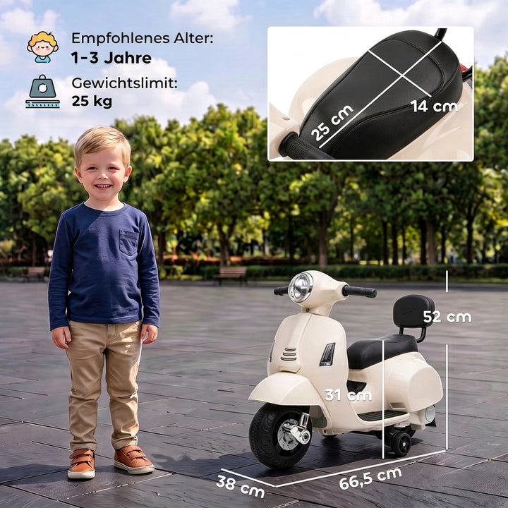 Elmotorcykel til børn Mini Vespa GTS 6V Elmotorcykel Hvid