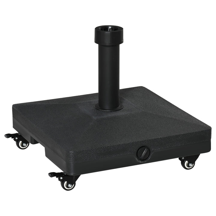 Parasolfod, fyldbar op til 20 kg, parasol med hjul, parasolstativ til parasolstænger 22-38 mm, parasolfod til have, terrasse, balkon, sort