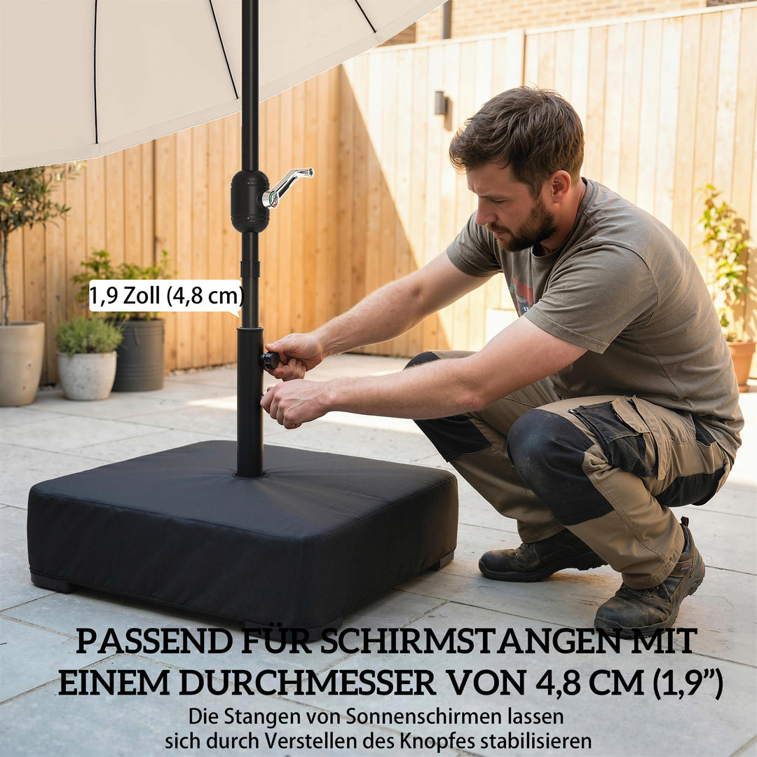 Parasolfod, 80 kg sandfyldning, robust stativ til fritstående parasoller og 48 mm stænger, sort