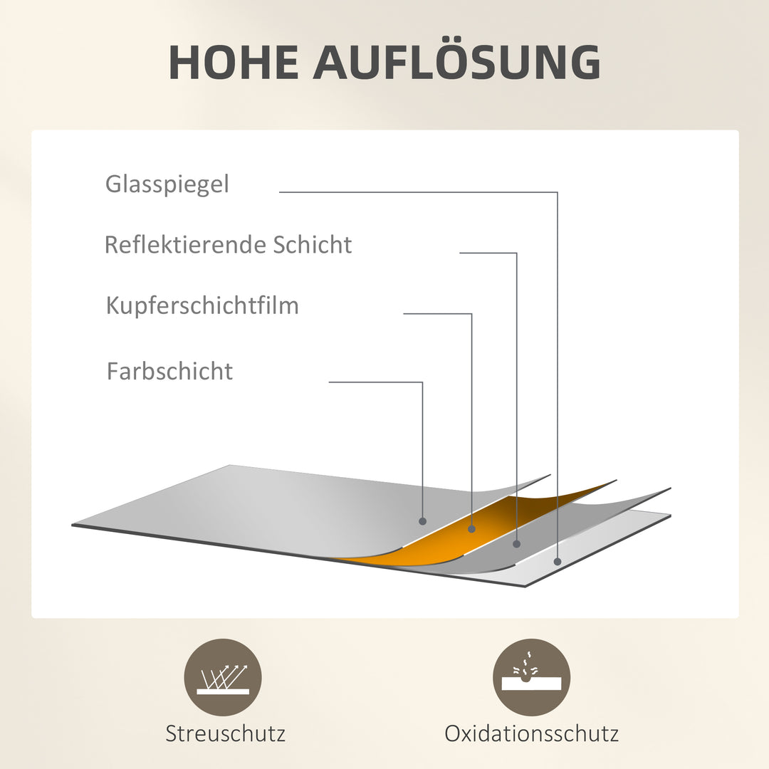 Vægspejl med tredelt buet spejl og metalramme, dekorativt 60 x 2 x 180 cm sort