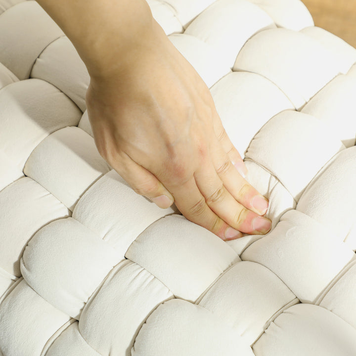 Moderne skammel med metalben og polstret sæde til stue, soveværelse, entré, cremehvid