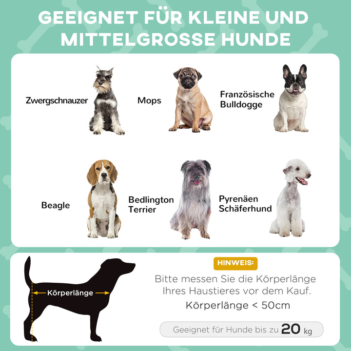 Hundeseng med tag, åndbar, vandafvisende, op til 20 kg, 76 x 61 x 69,5 cm, lysegrå