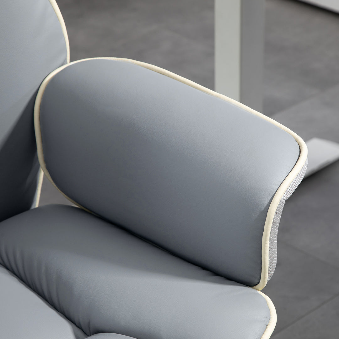 Ergonomisk kontorstol, ekstra polstret, lænefunktion, kunstlæder, 76x80x118-124 cm, lysegrå