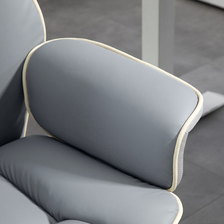 Ergonomisk kontorstol, ekstra polstret, lænefunktion, kunstlæder, 76x80x118-124 cm, lysegrå