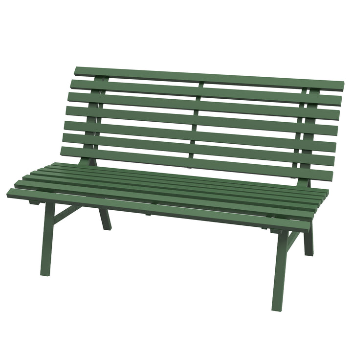 Havebænk, parkbænk, lameldesign, vejrbestandig, aluminium, 123 x 67 x 79 cm, grøn