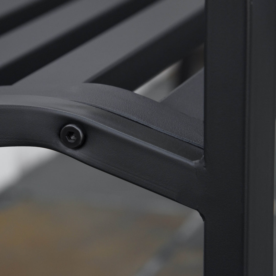 2-personers havebænk, parkbænk af metal, bænk op til 240 kg, terrassebænk med ryglæn og armlæn, havemøbler, støbejern, sort, 128 x 58,5 x 89 cm