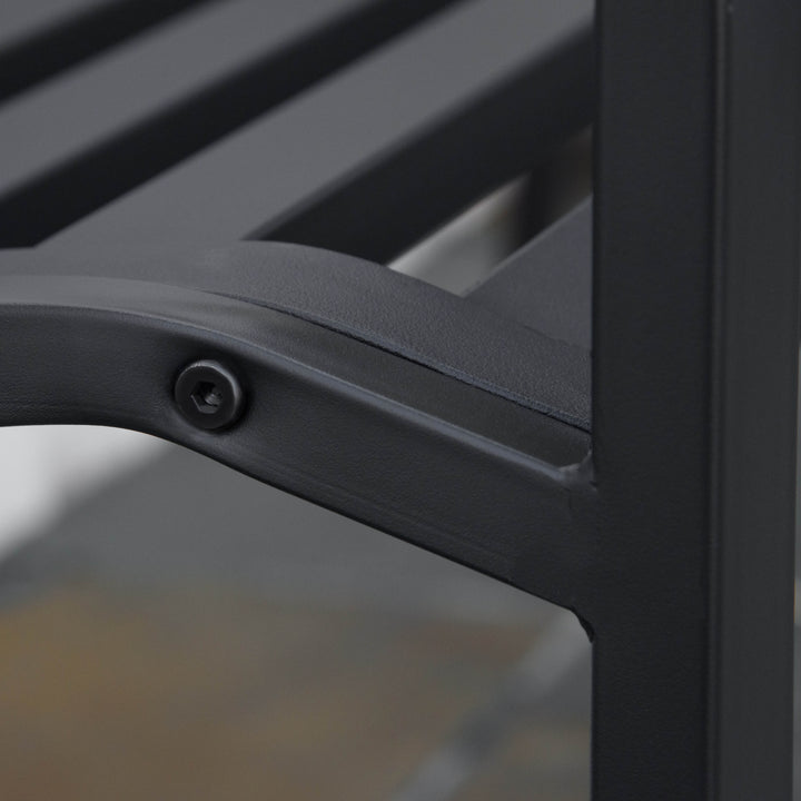 2-personers havebænk, parkbænk af metal, bænk op til 240 kg, terrassebænk med ryglæn og armlæn, havemøbler, støbejern, sort, 128 x 58,5 x 89 cm