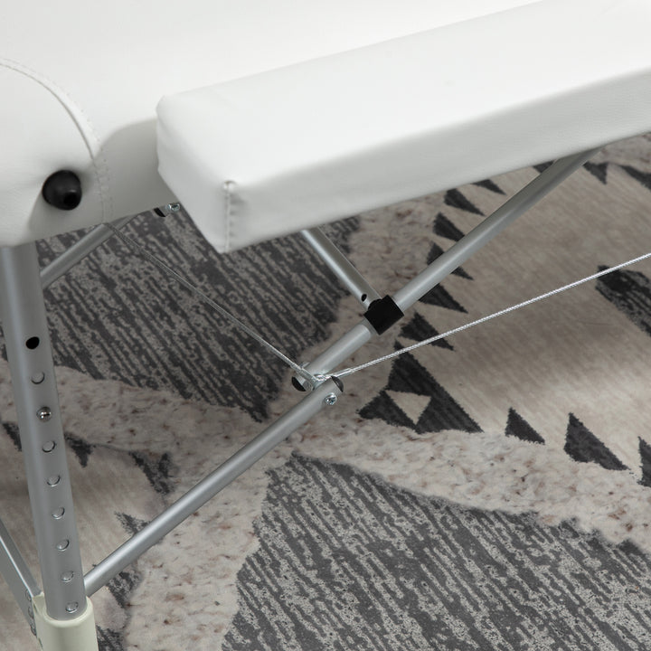 Massageborde foldbare kosmetikborde højdejusterbar massagebord massageseng aluminium skumplast hvid 215 x 81 x 61-84 cm