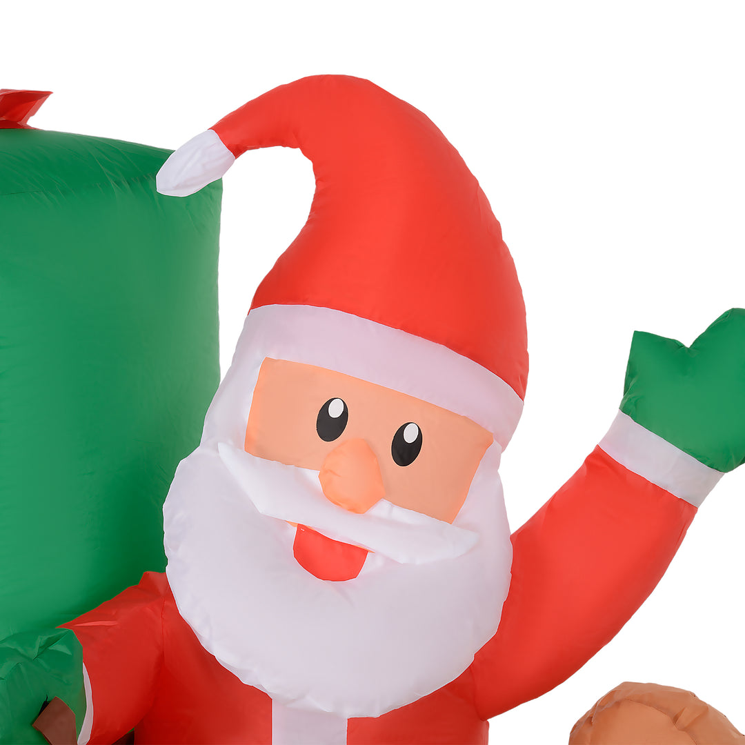 Julemand med kane og rensdyr, oppustelig, hvid led-belysning, 210 x 80 x 140 cm