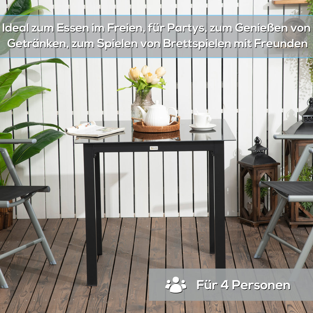 Havebord, udendørs bord, udendørs loungebord, vejrbestandig, 80 x 80 x 74 cm, sort