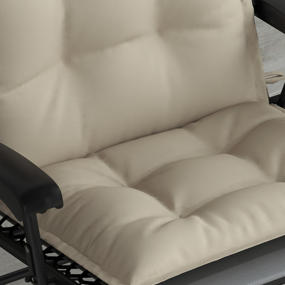 Sæt med 2 hynder til liggestol, vandafvisende hynde til haveliggestol, hynde 50x116x5 cm, beige