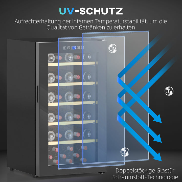 Vinkøler til 41 vinflasker, 91 liters kapacitet, drikkevarekøler med led-display, touchskærm, sort