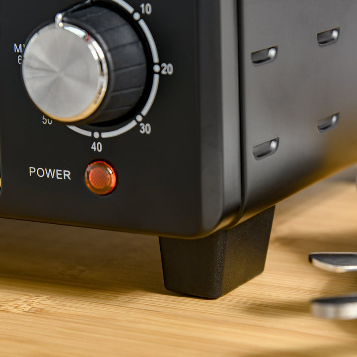 Miniovn, 21 l brødristerovn med 1 rist og 1 bageplade, 3 tilberedningstilstande, 100°c-230°c, rustfrit stål, glas, sort