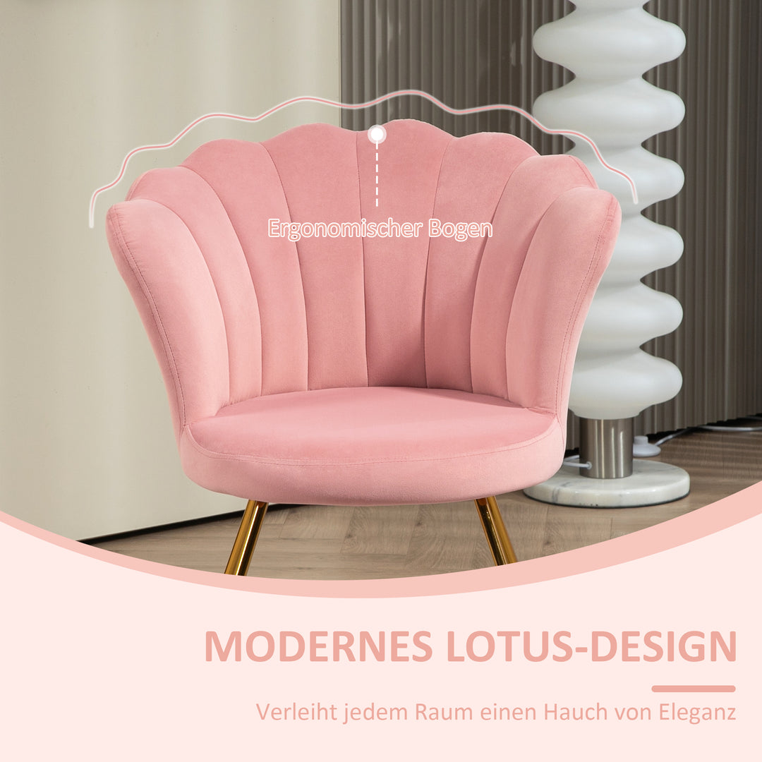 Polstret accentstol med lotus design ryglæn, metalben, pink