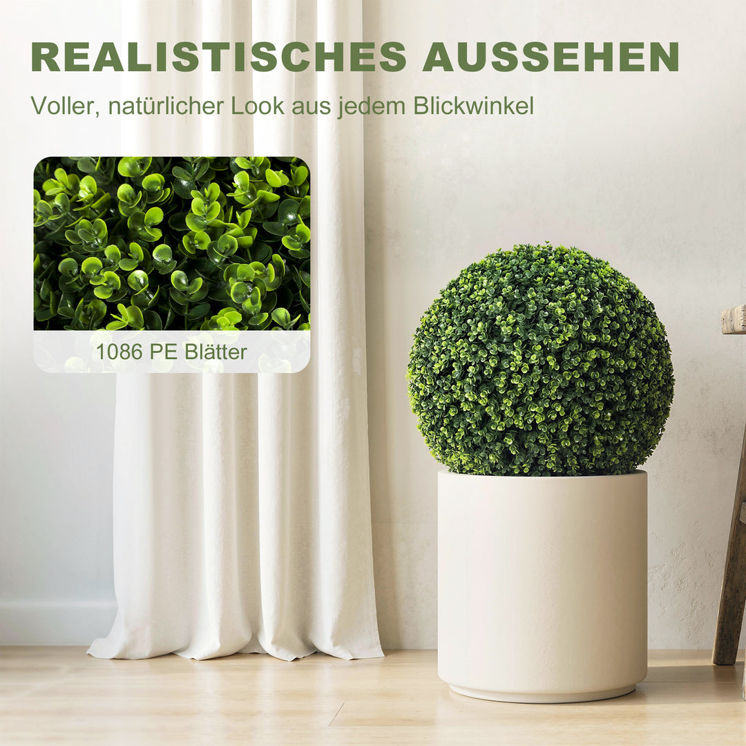 52 cm kunstige eukalyptuskugler i et sæt med 2 stk. UV-bestandige dekorative planter med 1086 blade til indendørs og udendørs brug.