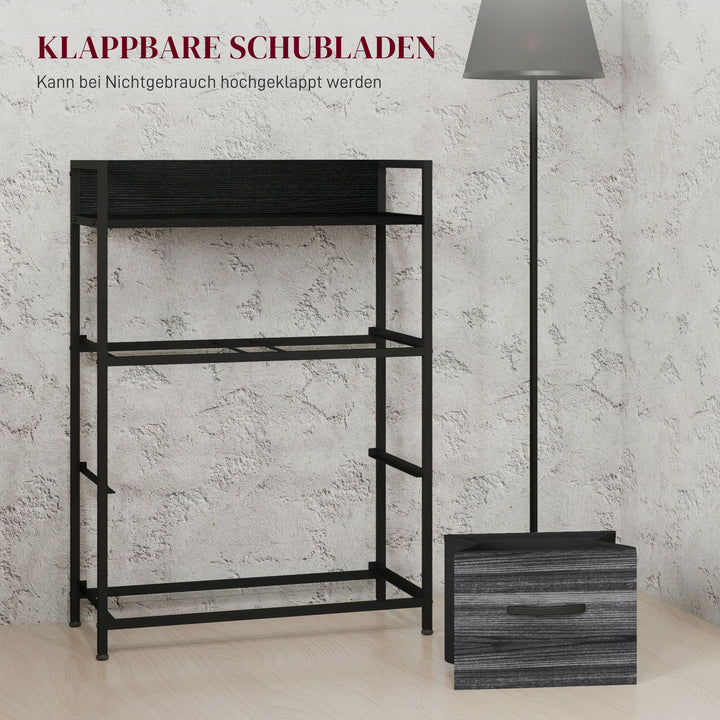 Kommode, skænk, 4 stofskuffer, industrielt design, 60x29x85cm, sort