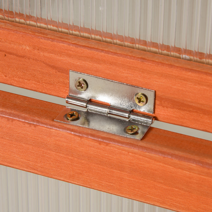 Koldramme-drivhus af træ og polycarbonat 90 x 46 x 40 cm drivhus med overdækning vejrbestandig koldrammekasse til haveplantebed orange