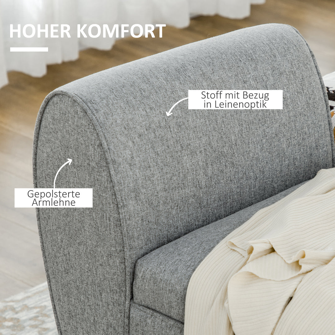 Bænk sengebænk polstret bænk med opbevaring, linnedlook, grå