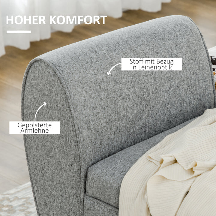 Bænk sengebænk polstret bænk med opbevaring, linnedlook, grå