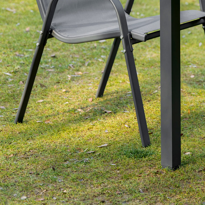 Havestol sæt med 2 vejrbestandige havestole stabelbar stol med armlæn stabelbar ryglæn terrassestol bæreevne op til 120 kg havemøbler til baghave, have, balkon grå