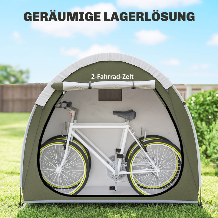 Cykeltelt til 2 cykler, cykelgarage med ventilation, UPF50+ vandtæt, 210D Oxford, 200 x 80 x 170 cm