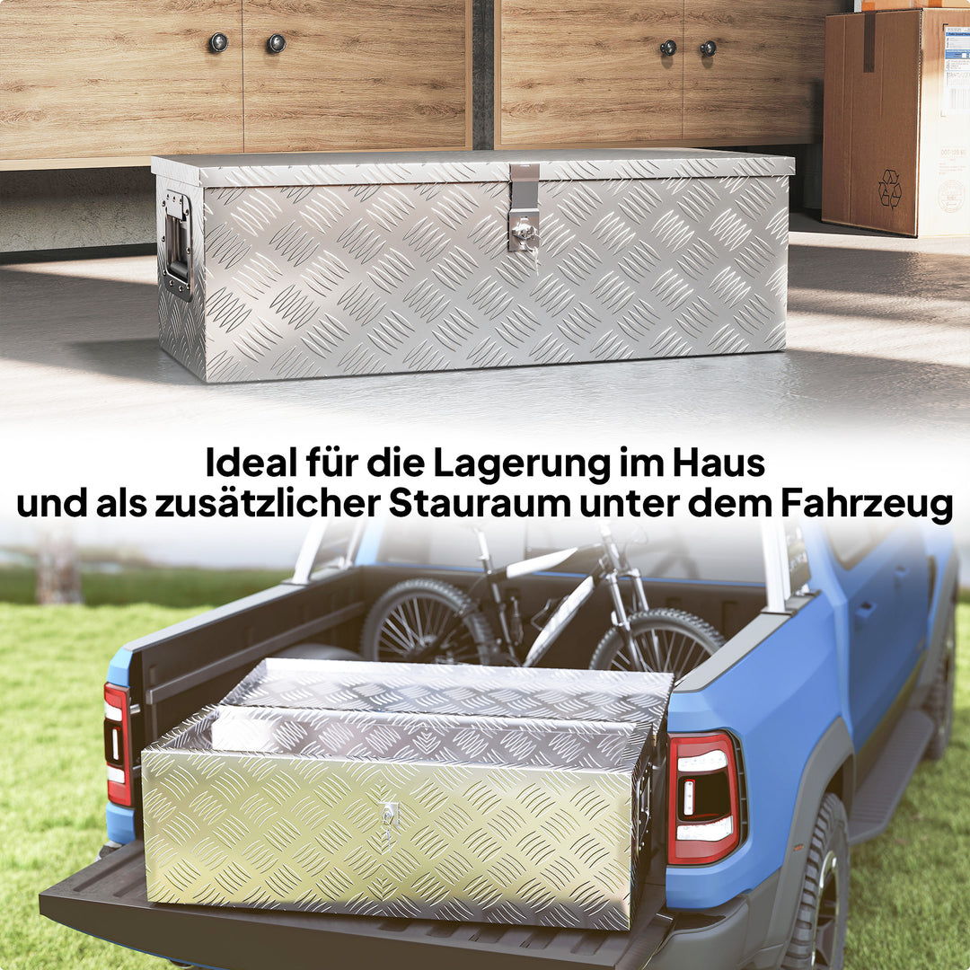 Værktøjskasse, værktøjskasse, med lås, to bærehåndtag, aluminium, 76 x 33 x 25 cm